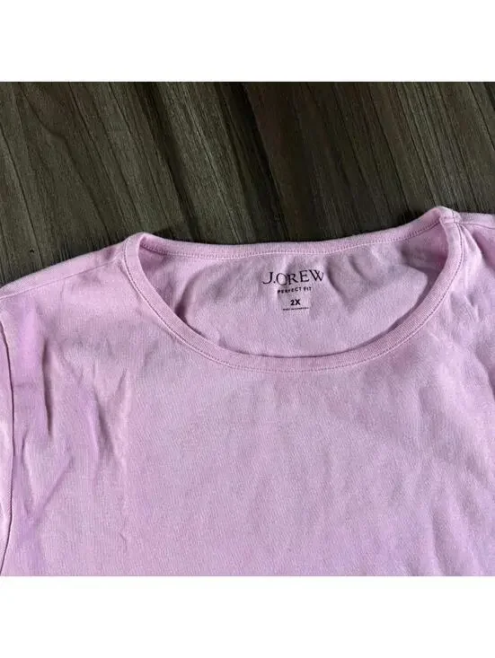 J Crew Purple Lavender Basic Tee Shirt Women's Plus Size 2X Short Sleeve - Picture 3 of 7